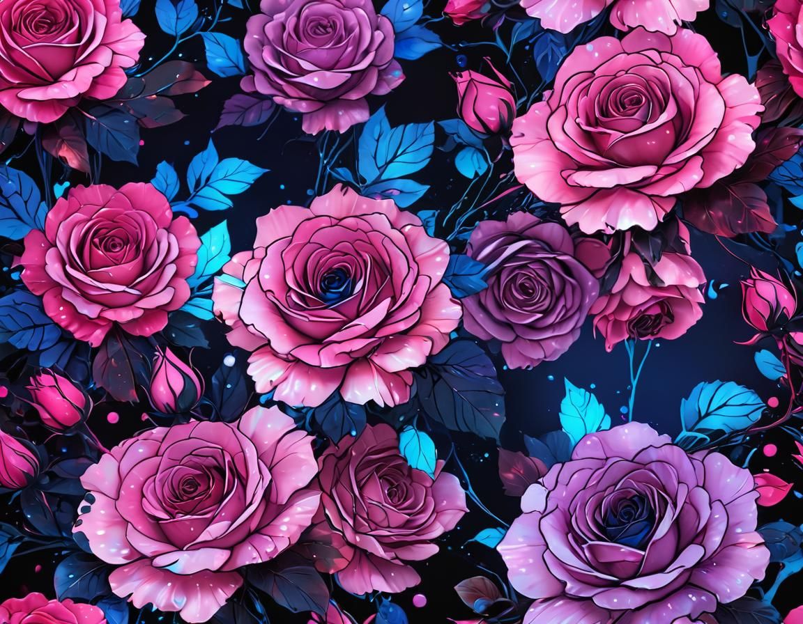 Holographic Neon Dreamscape in Alcohol Ink Style