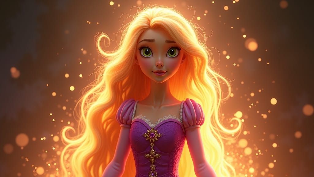 Rapunzel's Hair Transforms into Glowing Aura