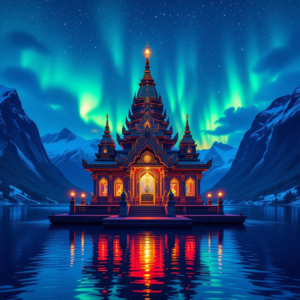 Psychedelic Hindu Temple in Norway Fjords