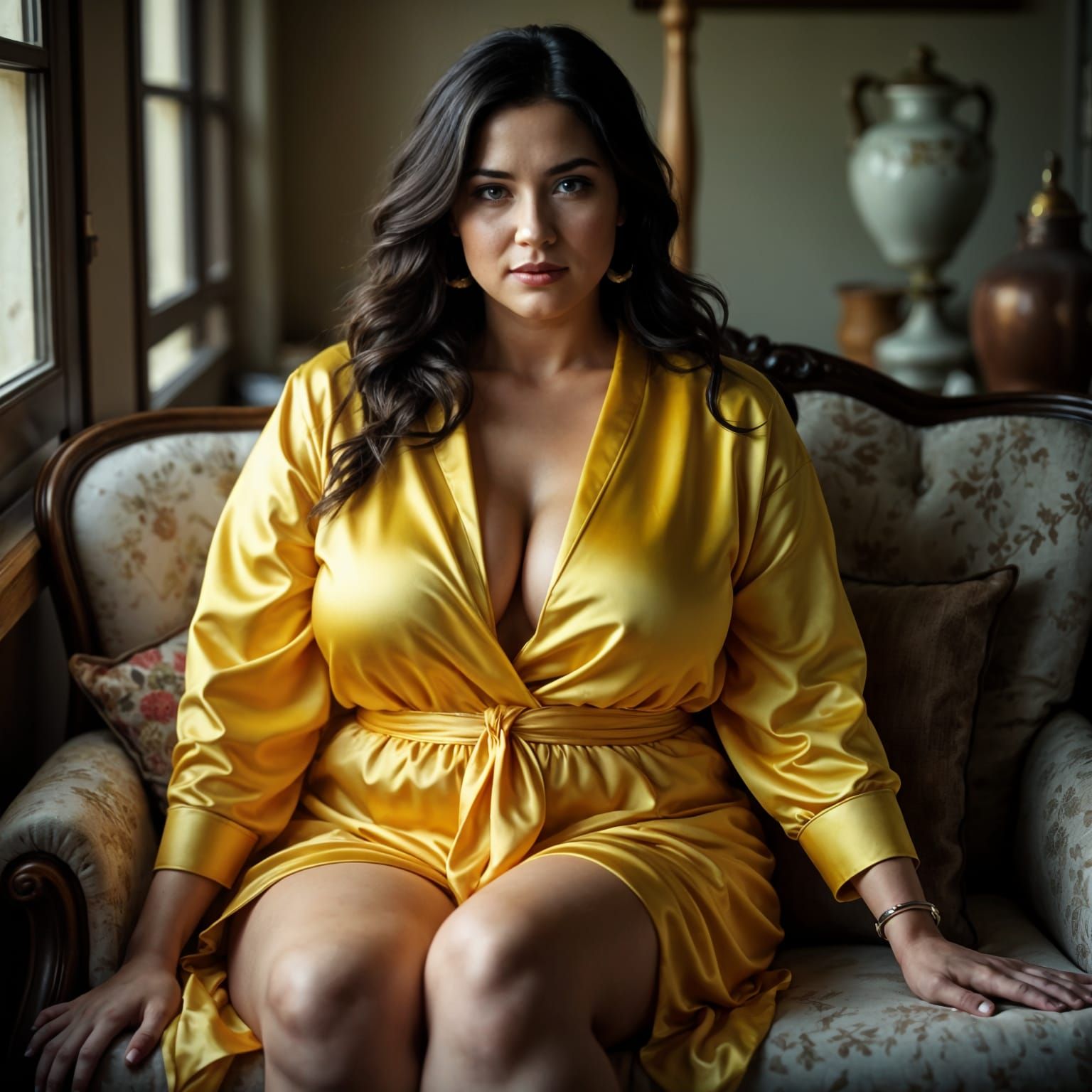 Stunning Hyperrealistic Portrait of a Dark-Haired Woman in a...