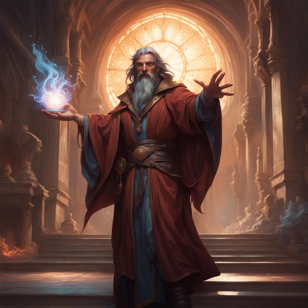 Detailed Sorcerer Portrait in Digital Art Style