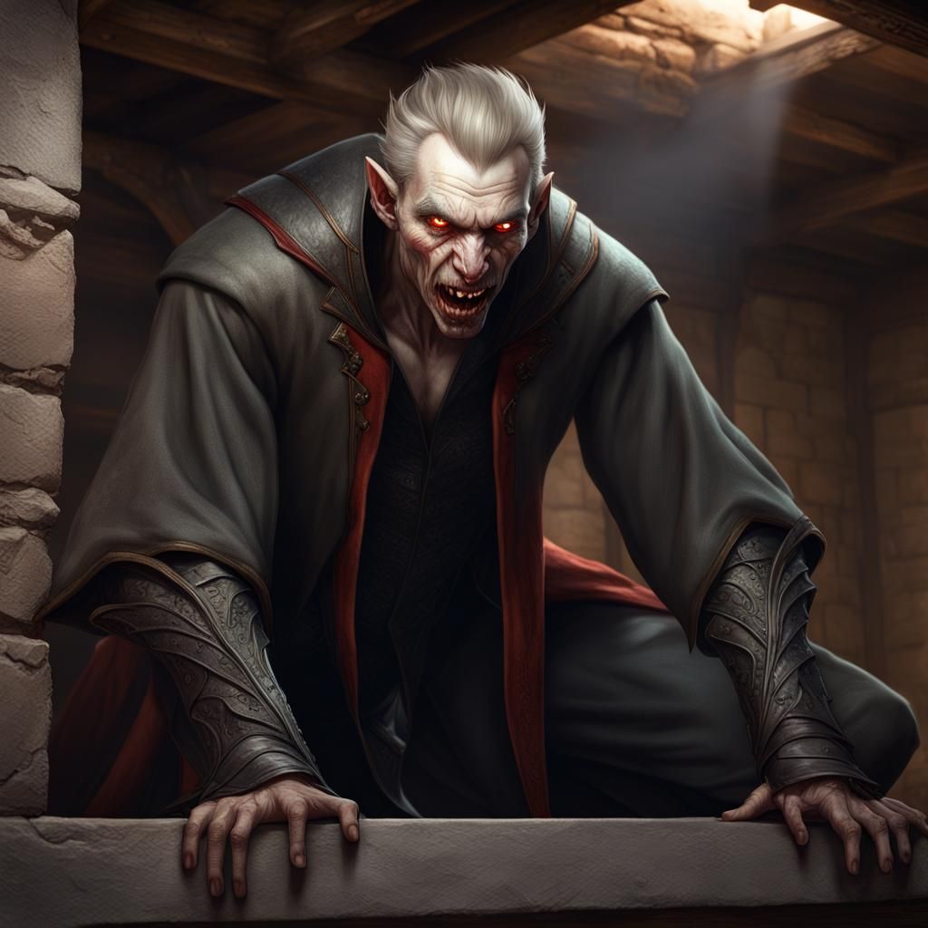 Terrified Vampire Thrall Crawling in Hyperrealistic Portrait