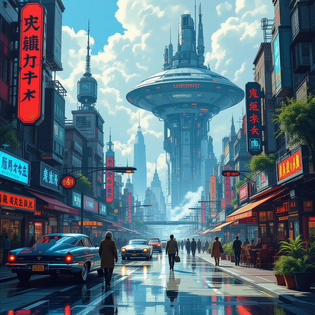 Futuristic Cityscape in Digital Painting Style