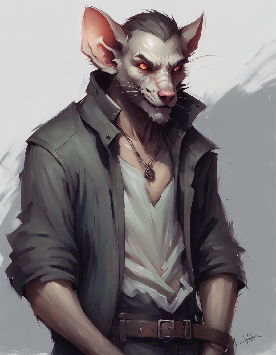 Wererat Bandit Leader Portrait in Surreal Art Style