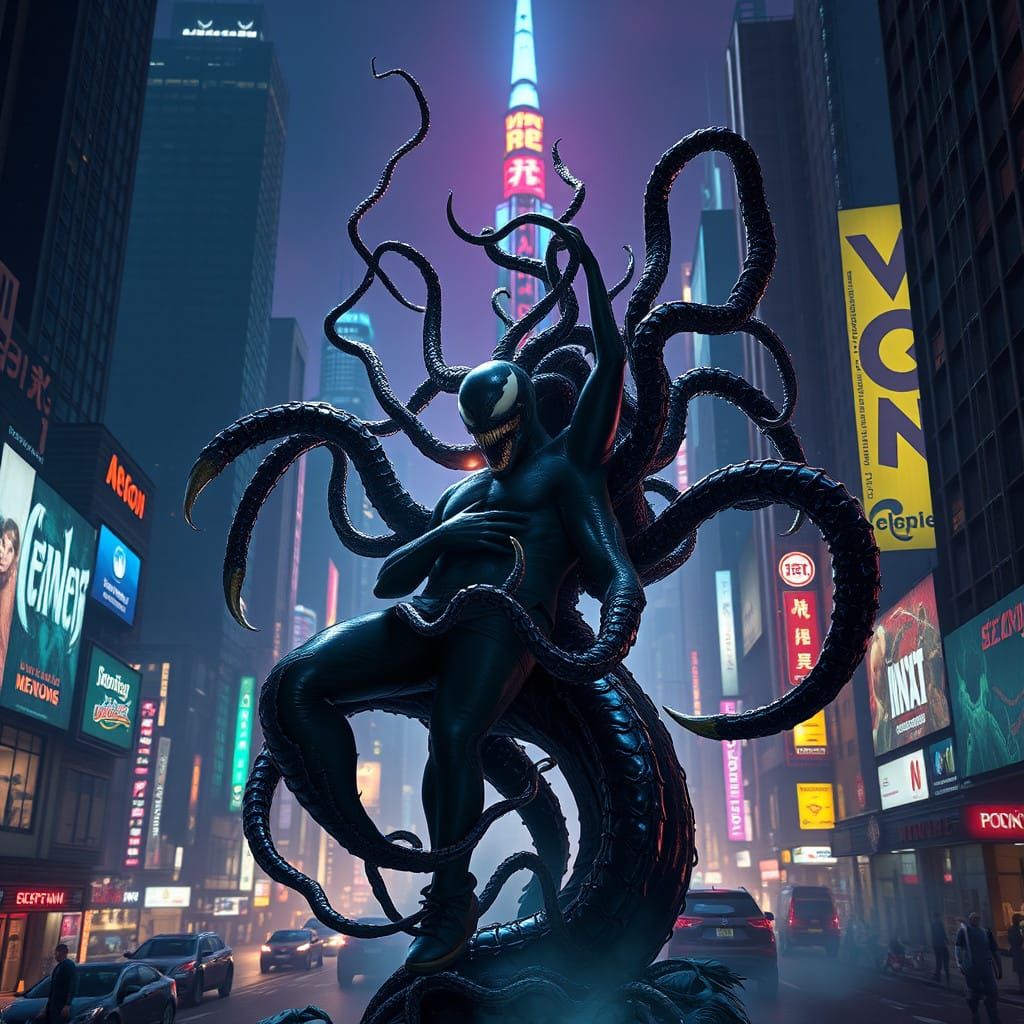 Ethereal Dark Fantasy Symbiote Reigns Over Apocalyptic City
