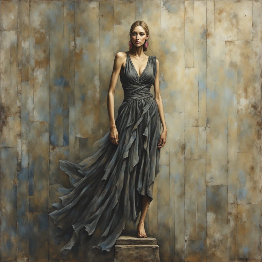 Pin Up Woman with Pink Tipped Hair in Atmospheric Style