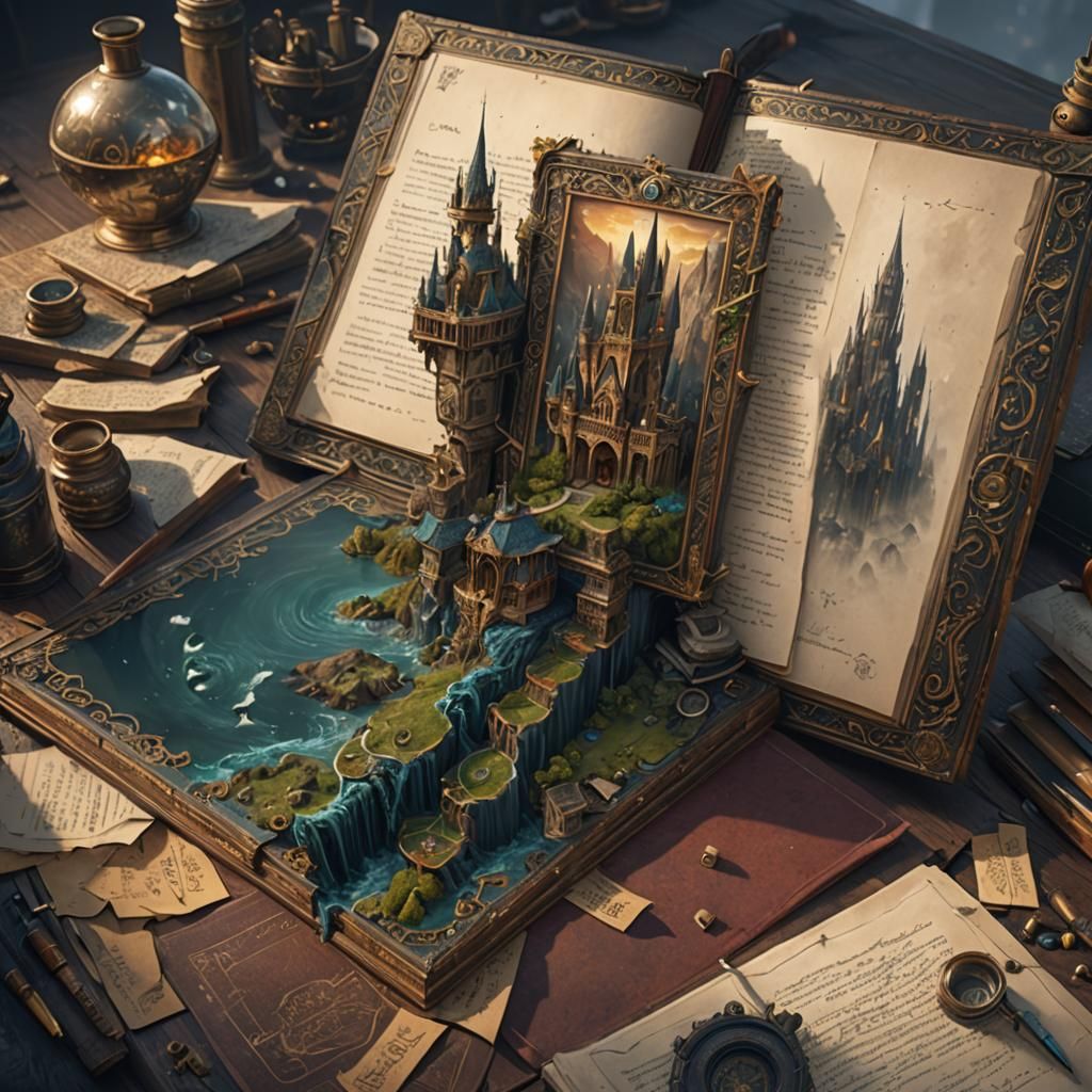 Fantastical Writer in Detailed Matte Painting Style