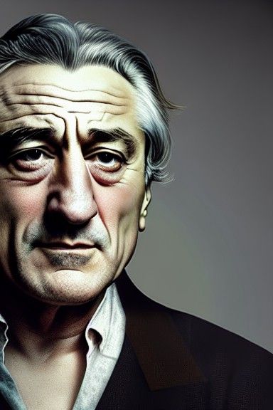 Young Robert De Niro Portrait in Hyperrealism Style