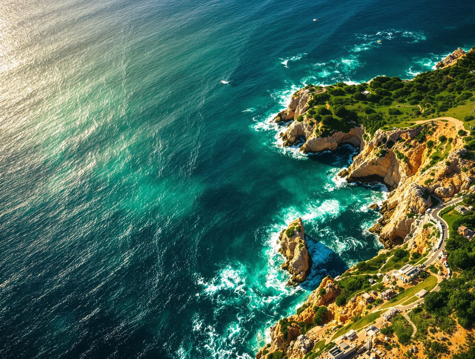 Majestic Mediterranean Coastline: Aerial View