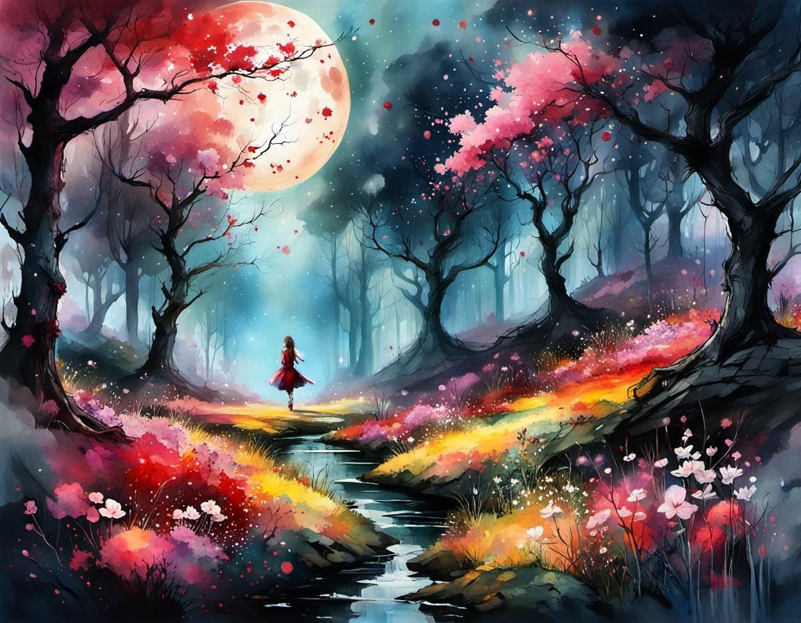 Epic Flowers Meadow at Golden Hour Sunset