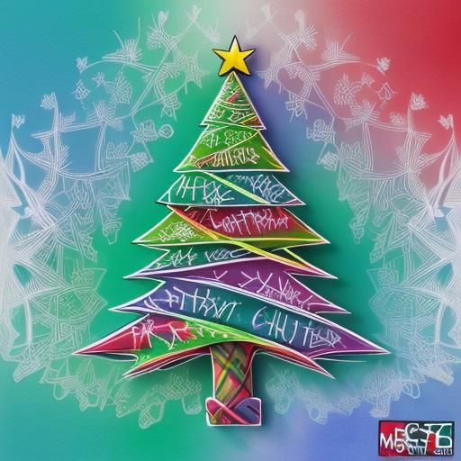 Graffiti Style Alternative Christmas Tree in Watercolor