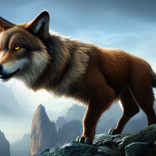 Detailed Matte Painting of a Blue-Eyed Wolf