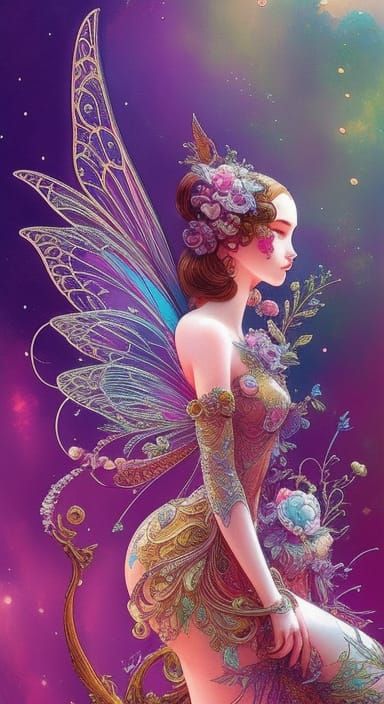 Adorable Fairy with Intricate Wings Digital Art