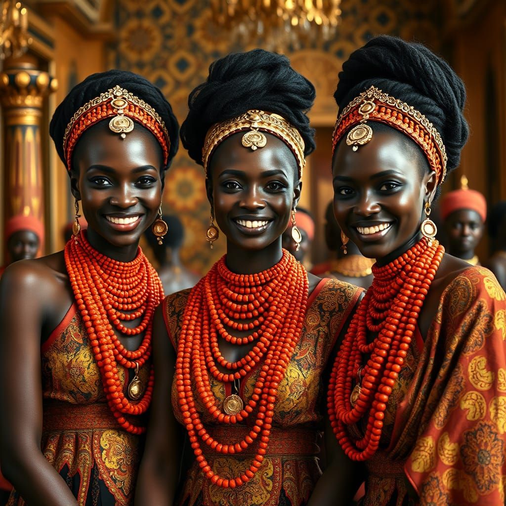 Benin Princesses in Royal Court: Afro-Futuristic Style