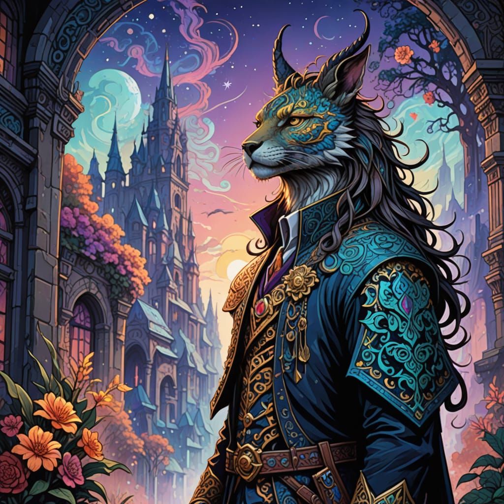 Mysterious Supernatural Adventurer in Vibrant Fantasy Attire