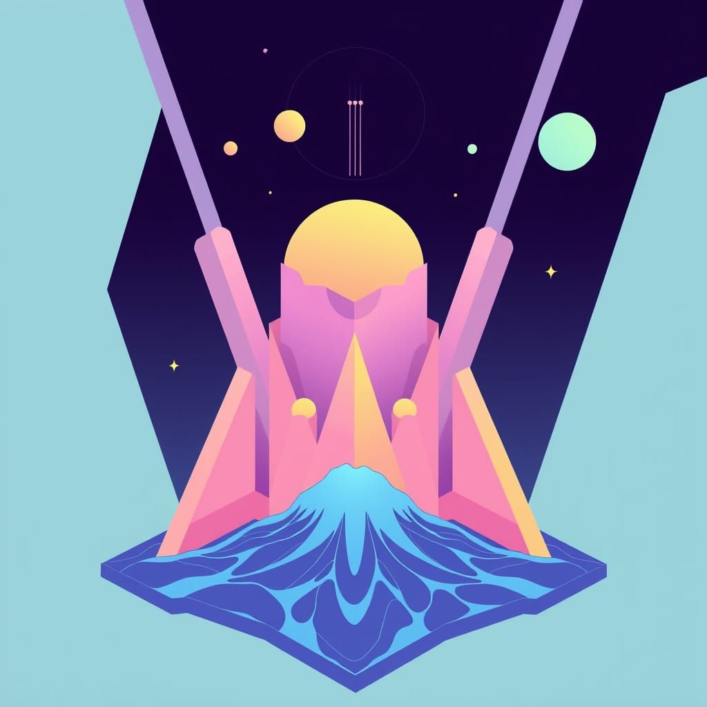 Cyberpunk Sea Odyssey in Vibrant Pastel Hues