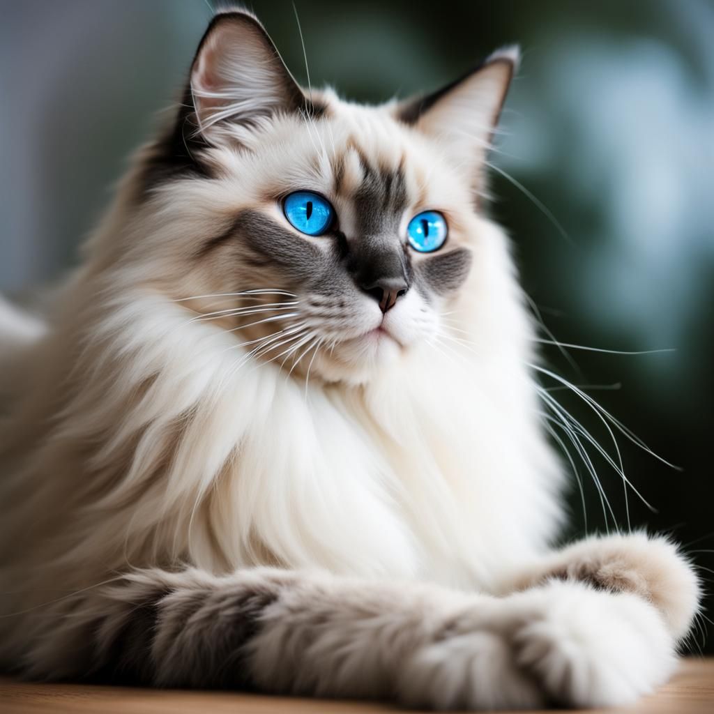 Blue-Eyed Ragdoll Cat Portrait
