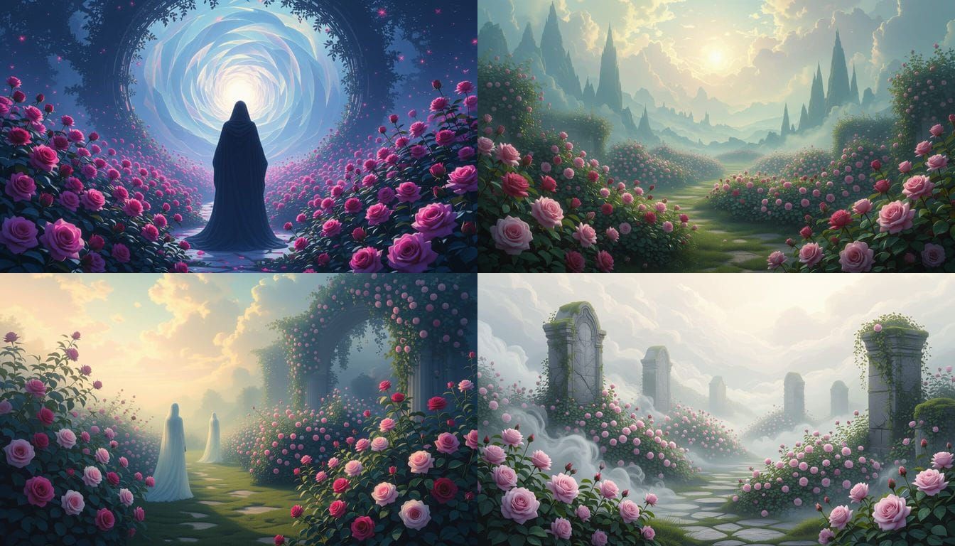 Spectral Rose Gardens in a Timeless Spiritual Realm