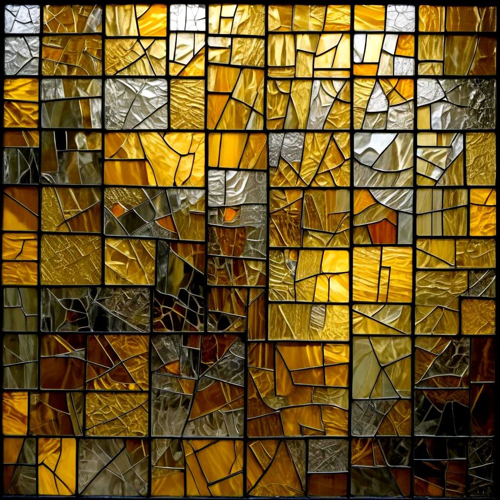 Monochromatic Yellow Stained Glass Mural in Sunshine