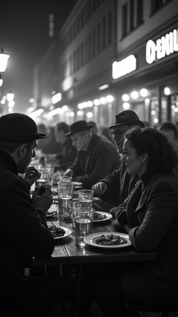 Berliners Enjoy Currywurst and Schnitzel in 1960s Berlin
