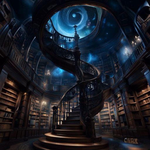 Spiral Staircase to Nebula, Dark Fantasy Artwork