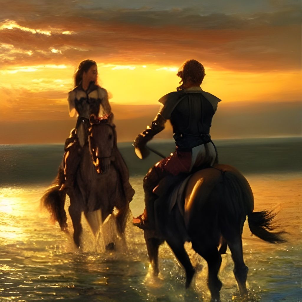 Princess and Knight Ride into Setting Sun