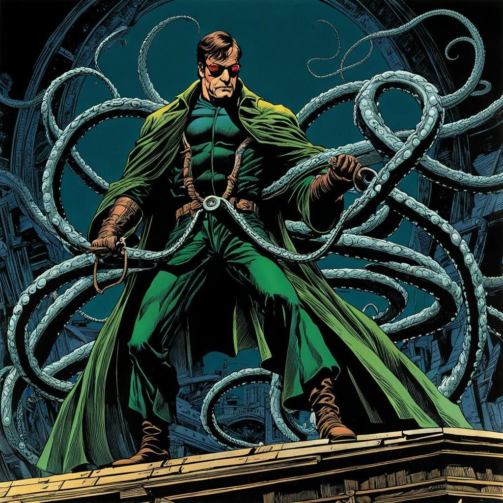 Doctor Octopus in Classic Ink Drawing Style