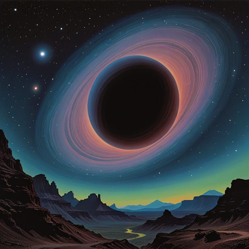 Ethereal Saturn Ringed World in Deep Space