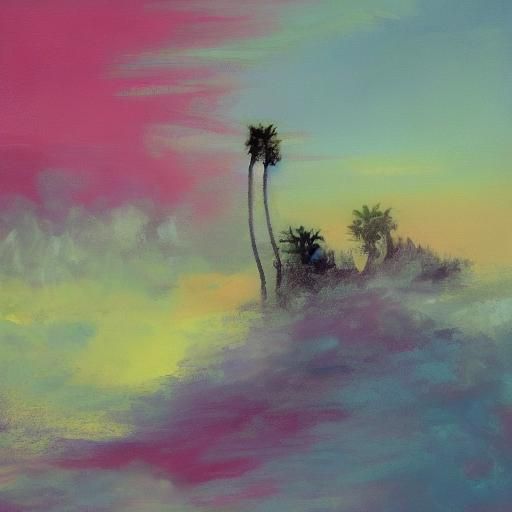 Expressionist Palm Trees on Andromeda Nebula Planet