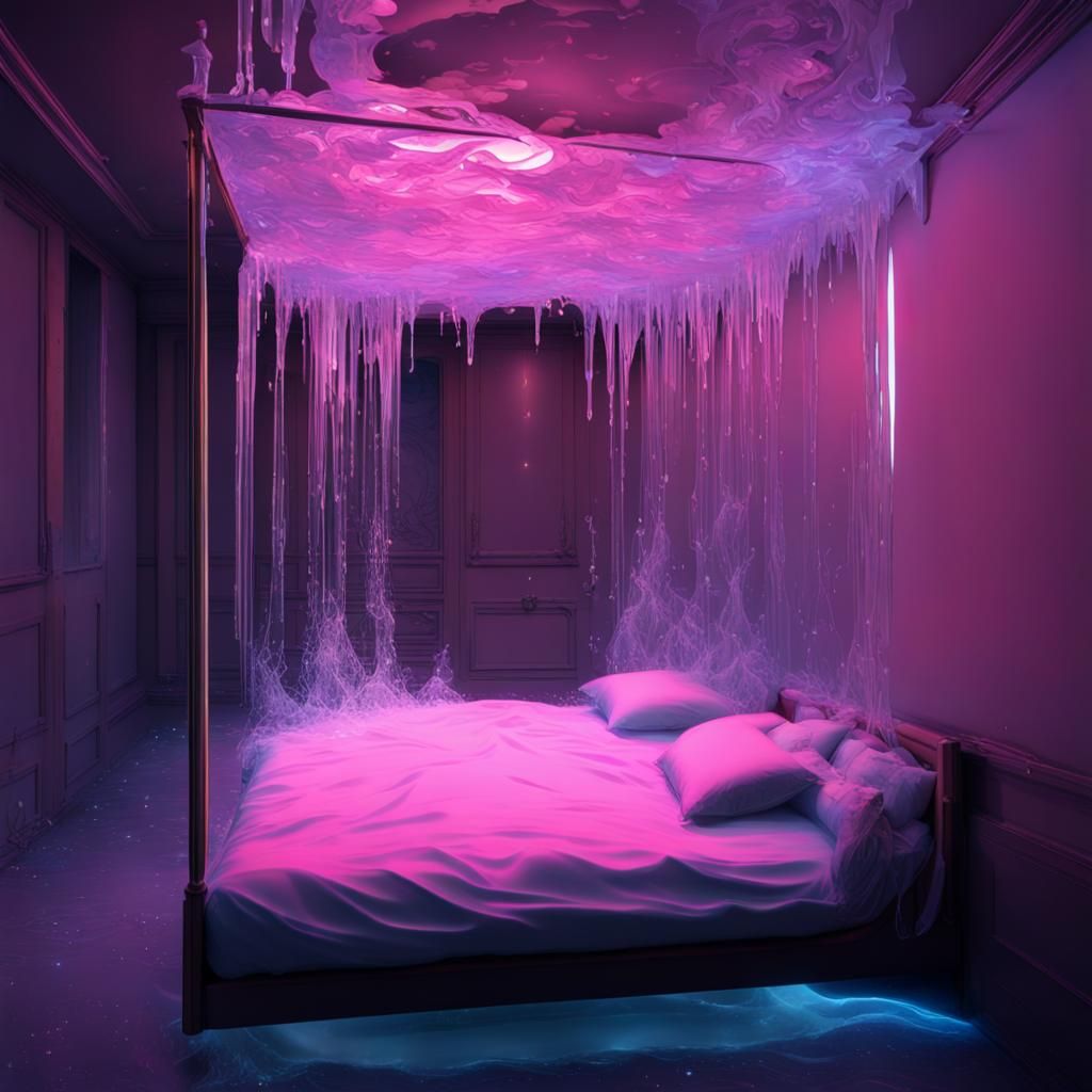 Icy Neon Glass Sea Portal in 3D