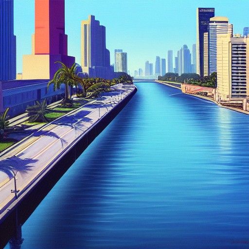 Vice City Scene as Oil Painting