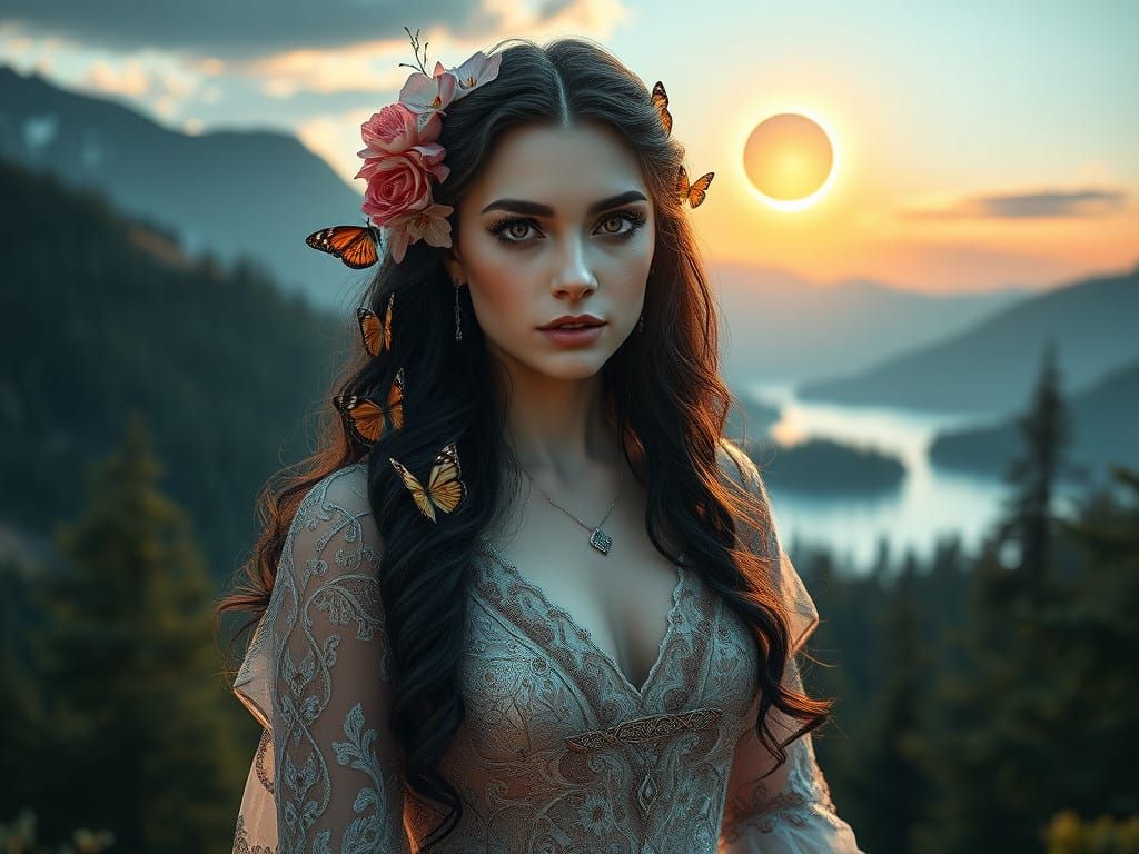 Mystical Slavic Enchantress in Hyperrealistic Portrait
