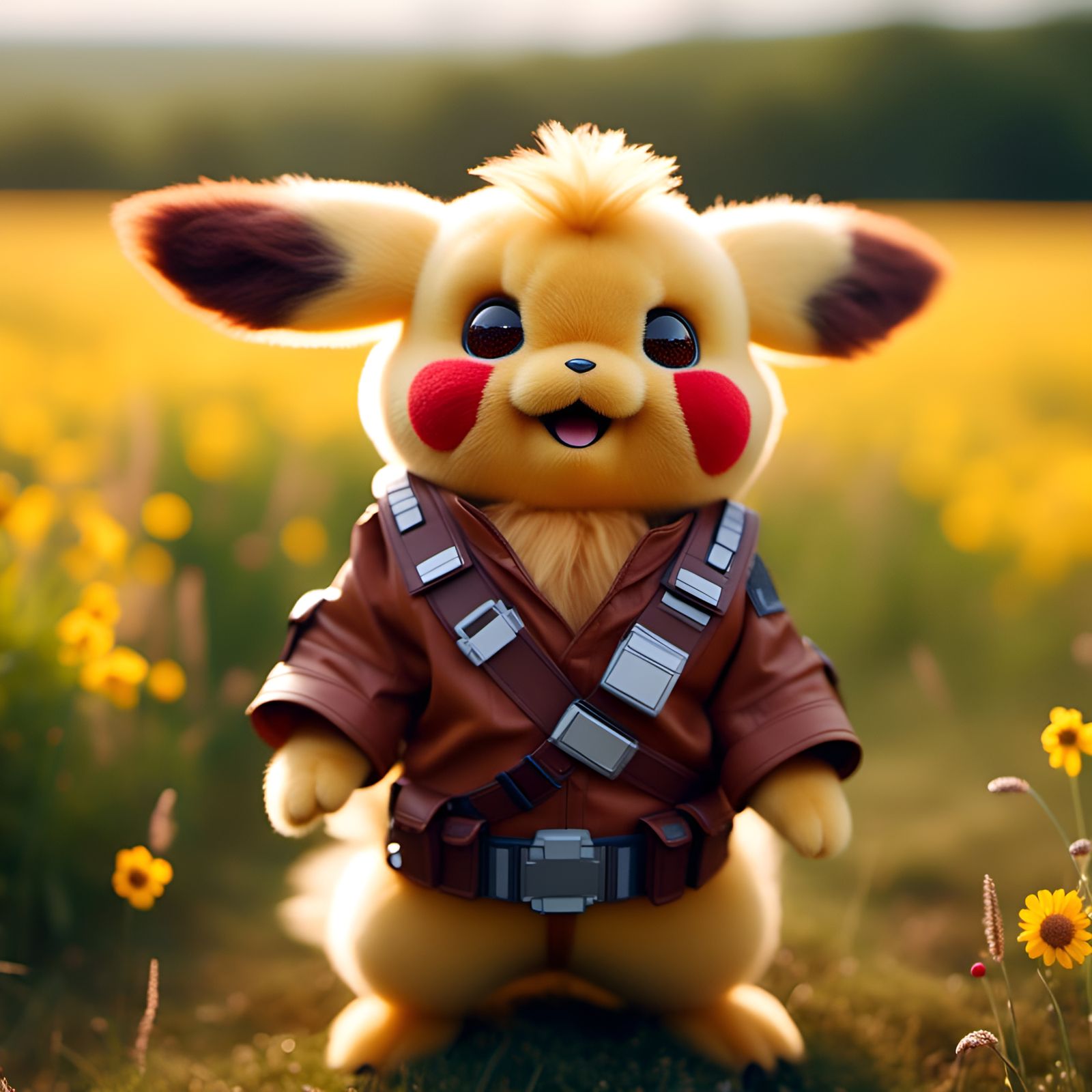 Pikachu as Chewbacca in Sunny Field