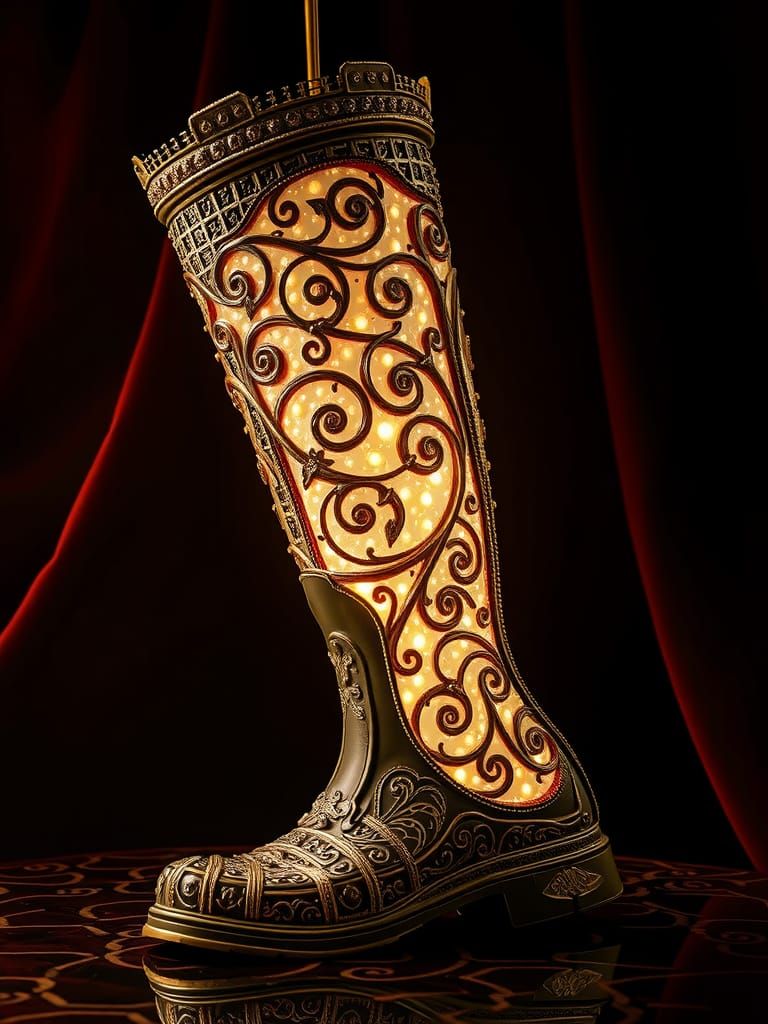 Ornate Boot Lamp in Opulent Futuristic Style