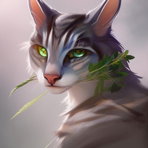Detailed Portrait of Jayfeather with Herbs