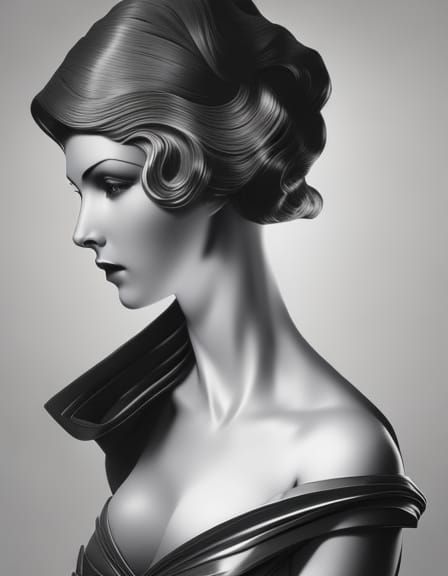 Vintage 1920s Diva Portrait in Black and White