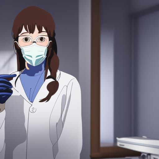 Female Dentist in Anime Style Dental Office