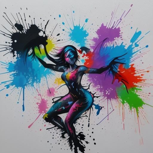 Colorful Ink Dancer in Graffiti Art Style