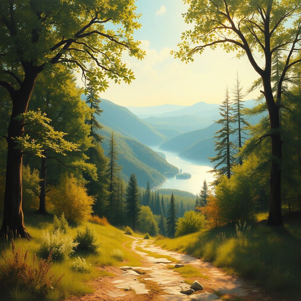 Idyllic World Basked in Warm Golden Light