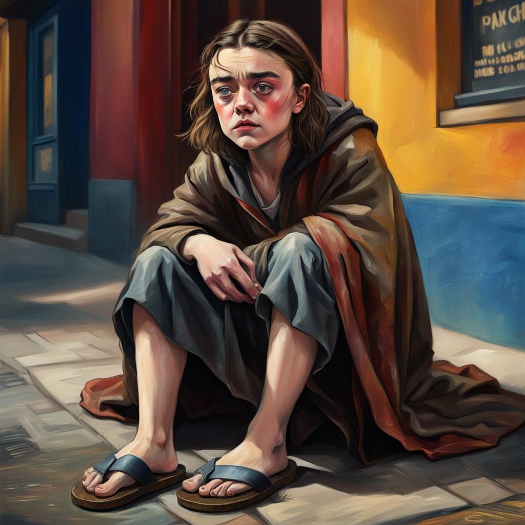 Maisie Williams as Medieval Beggar: Hyperrealistic Concept A...