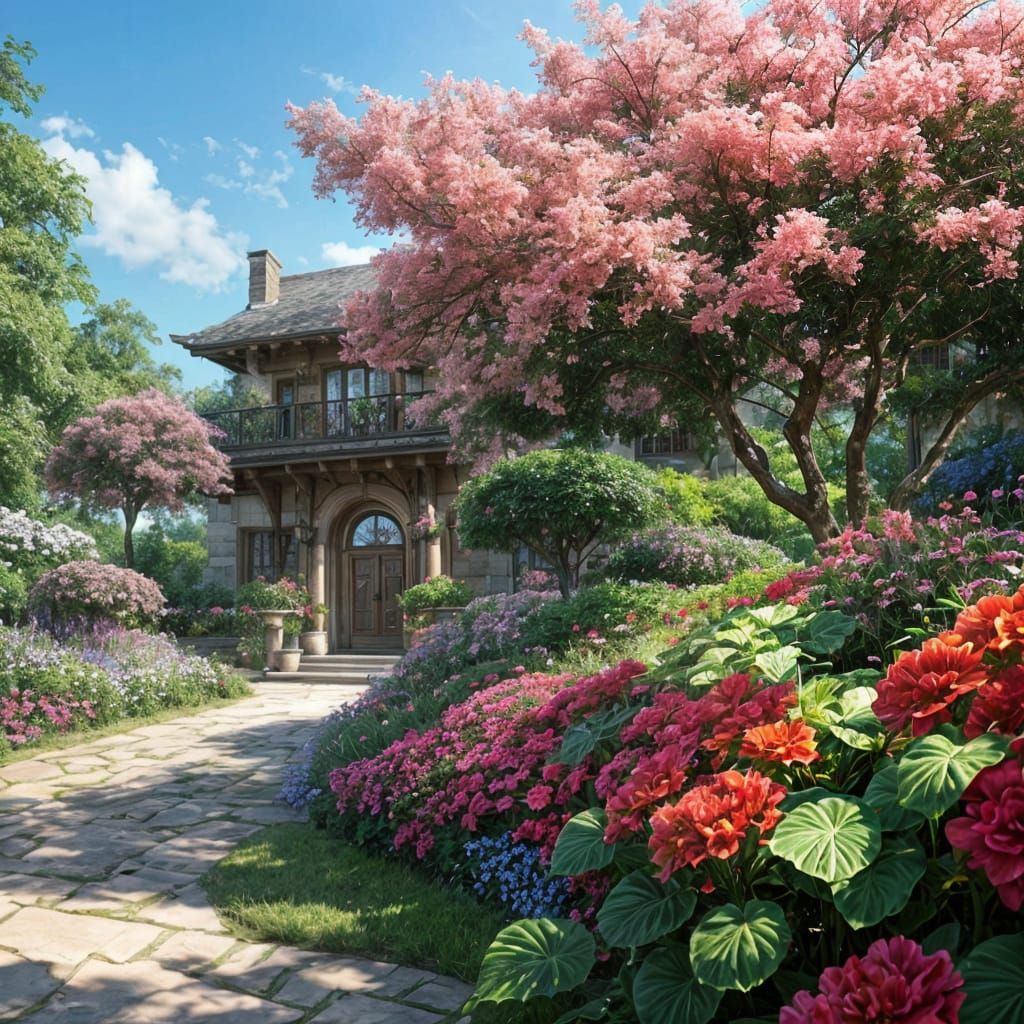 Hyperrealistic Flowered Garden Masterpiece