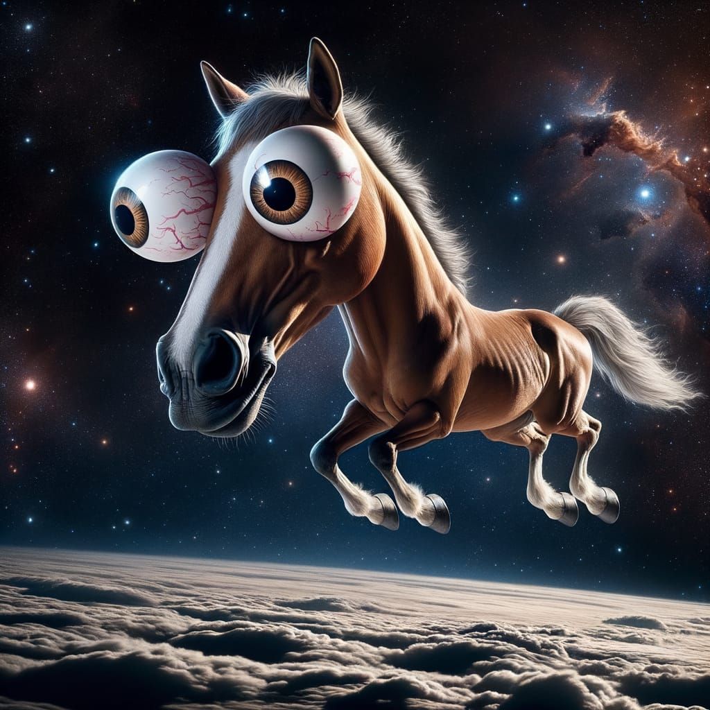 Googly-Eyed Horse Floats Through Space