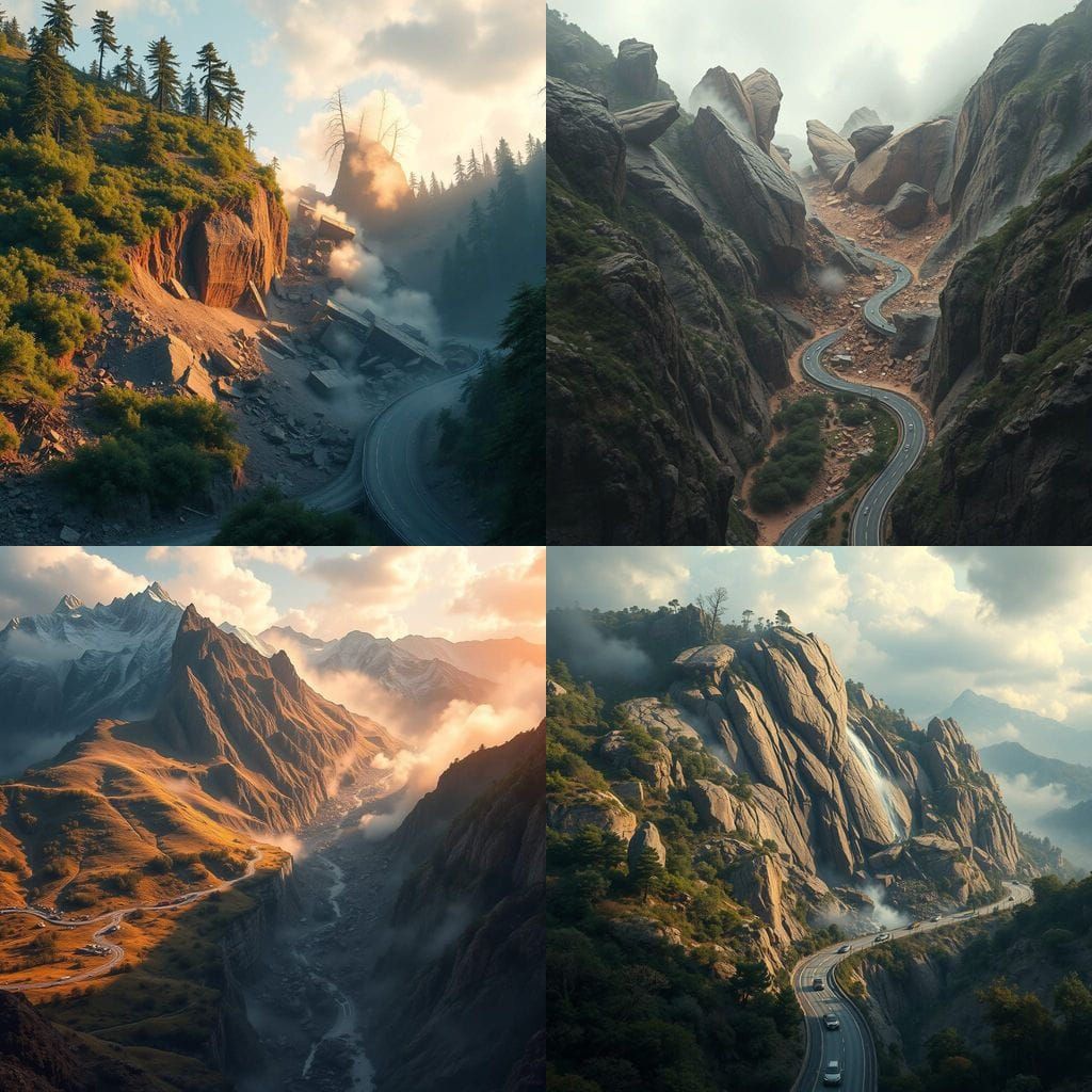 Landslide's Cataclysmic Impact in Vibrant Fantasy Art