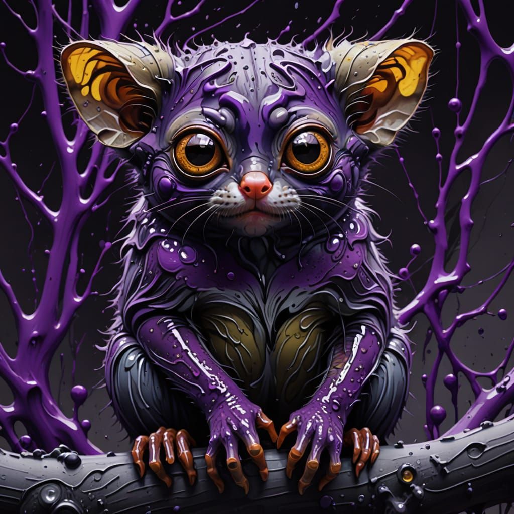 Bold, Abstract, Surrealist Portrait in Dark Purple and Gray