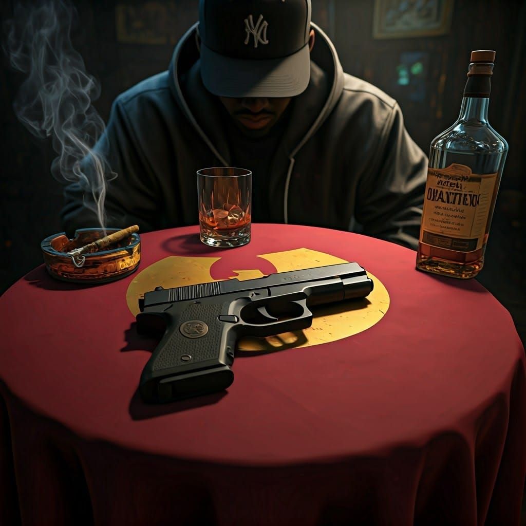 Gritty Urban Scene with Pistol, Inspired by Graffiti Art