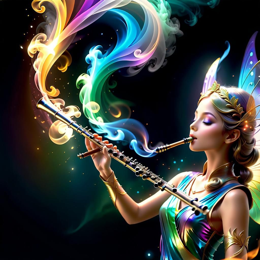 Ethereal Fairy Formed From Flute Smoke
