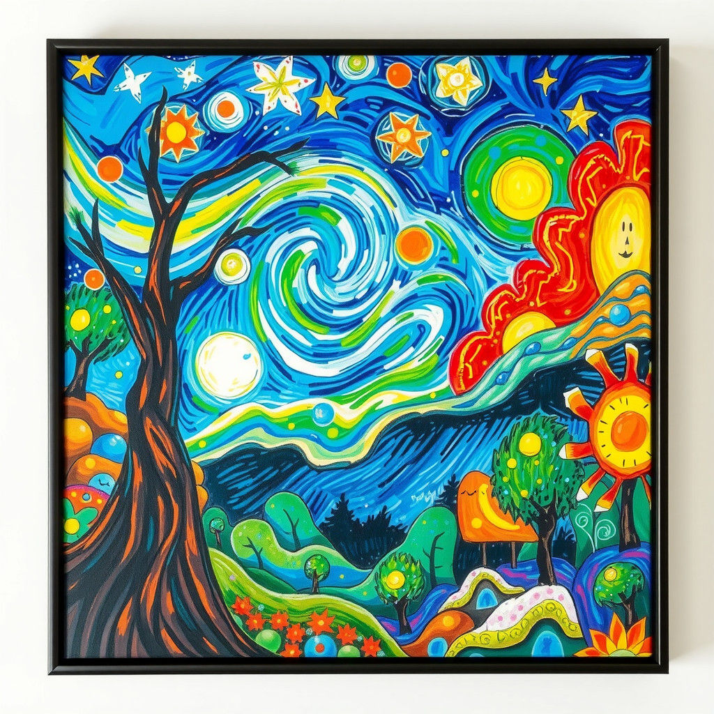 Dreamlike Scene in Bold Felt-Tip Pen Strokes