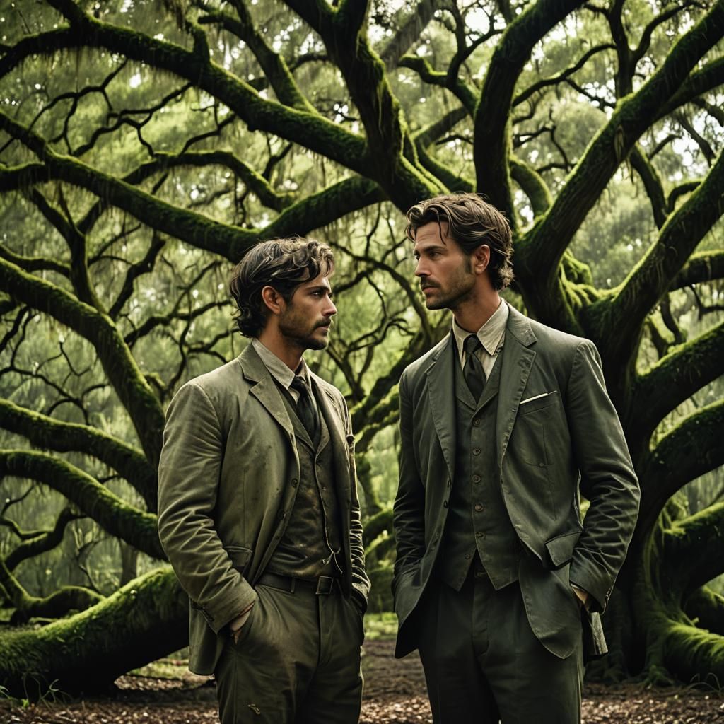 Secret Embrace in a Southern Gothic Landscape