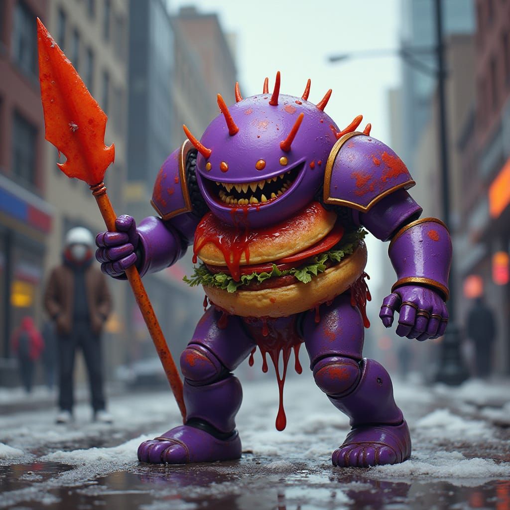 Cyberpunk Cheeseburger Hunter in Downtown Toronto