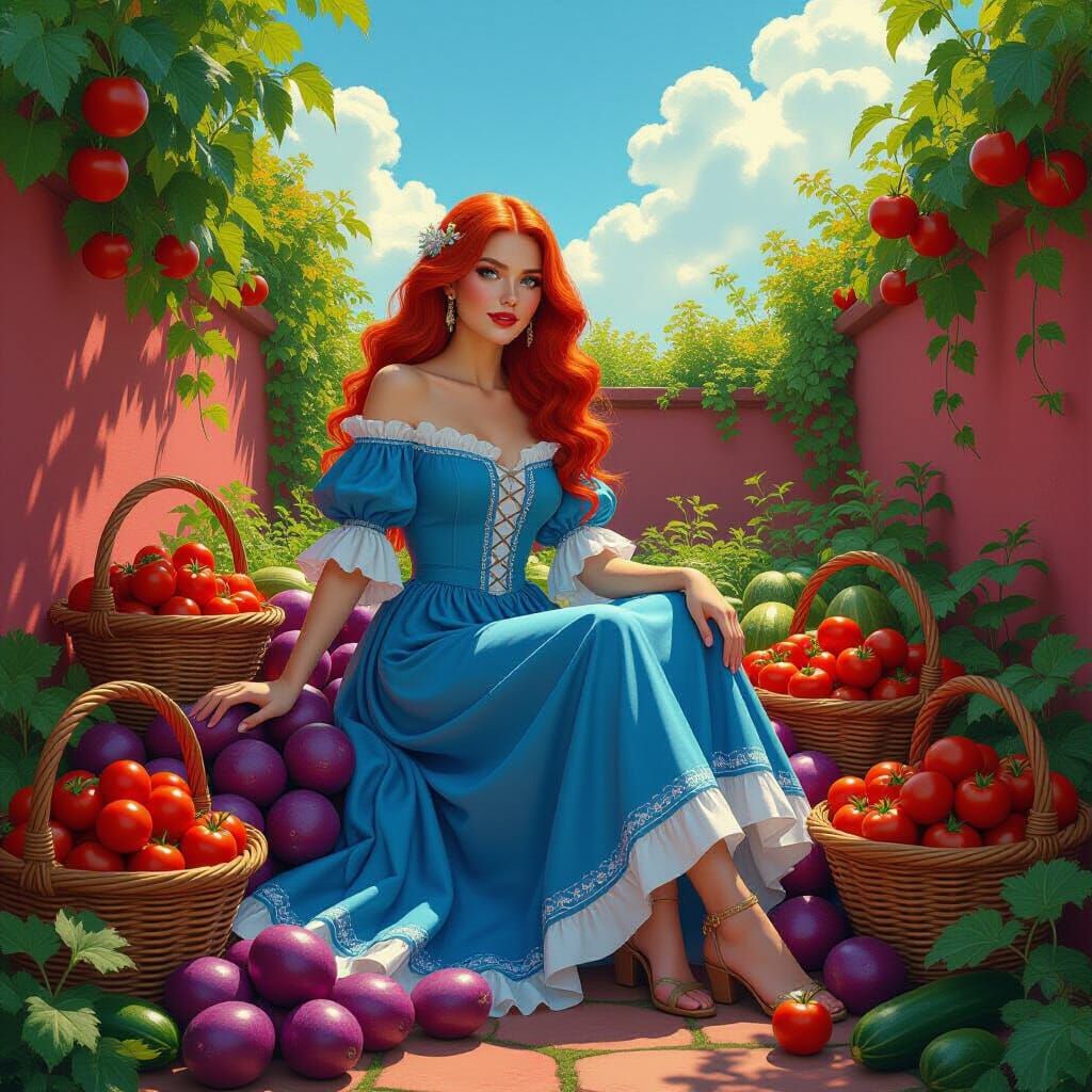 Vegetable Goddess in a Walled Garden